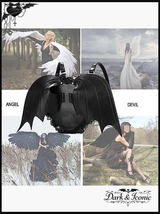 Bat Wings Gothic Backpack Daypack Lace Lolita Bag Faux Leather